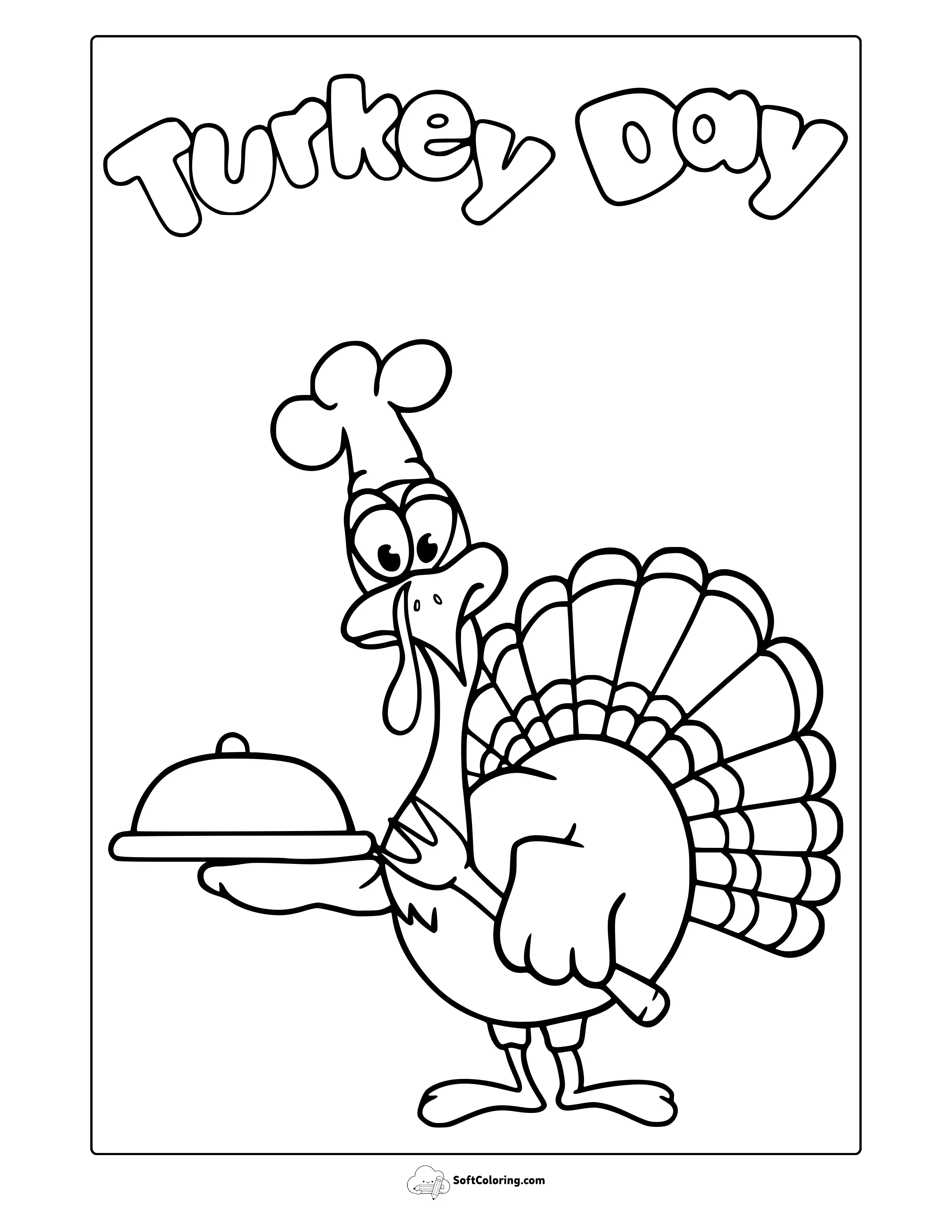 Happy Turkey Day Coloring Page
