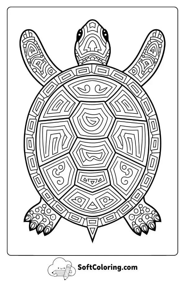 Hard Turtle Design For Coloring Fun
