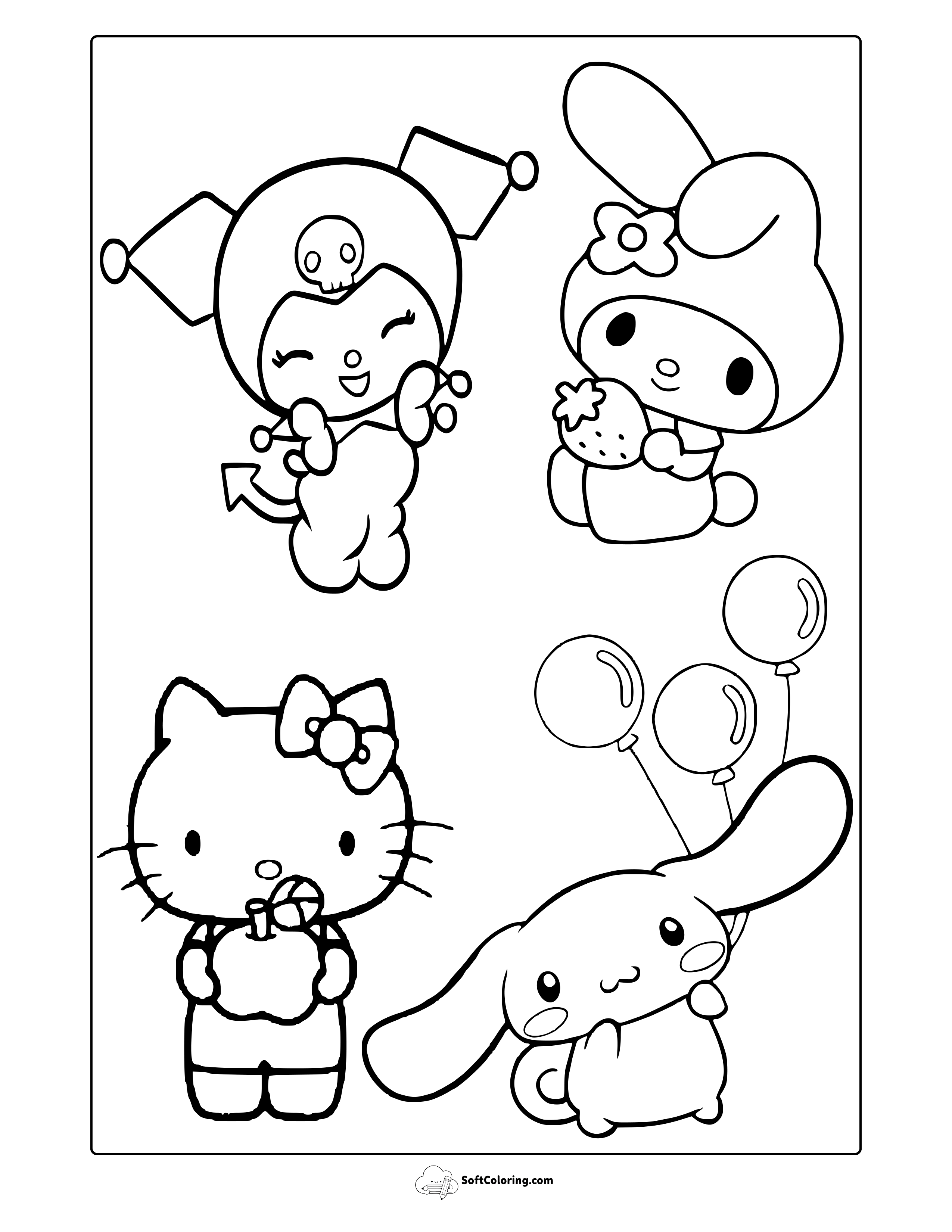 Hello Kitty And Friends Coloring Page