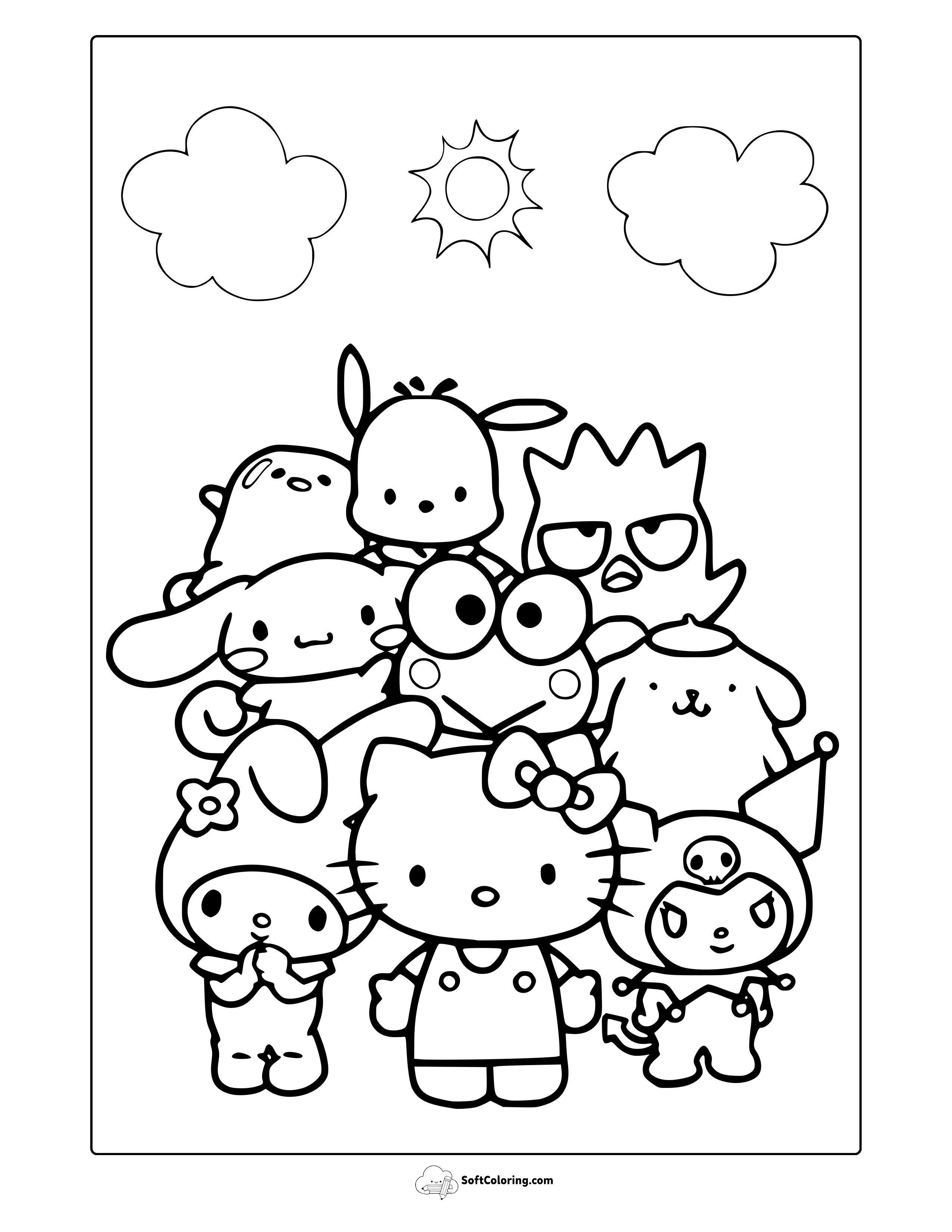 Hello Kitty Characters Coloring Page