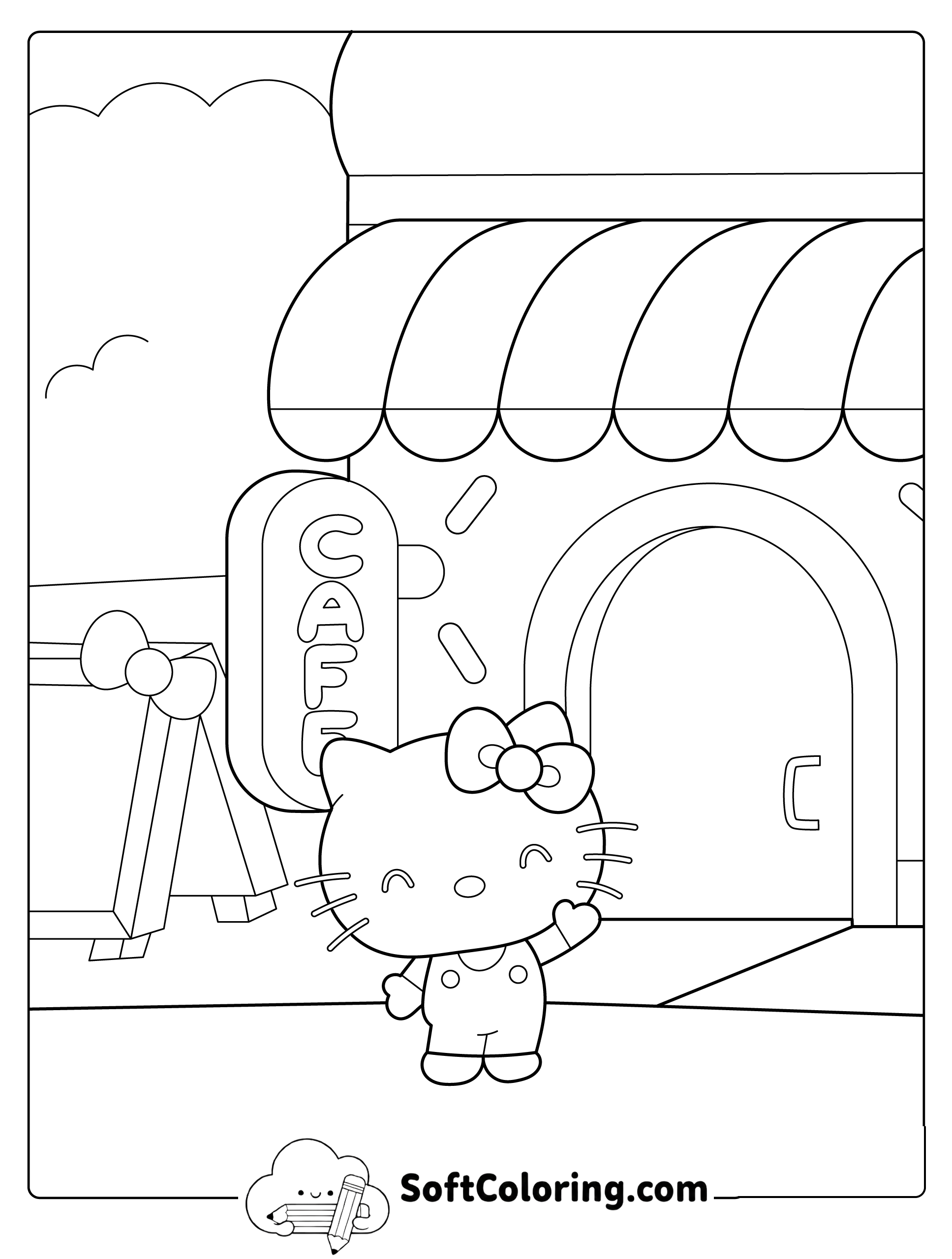 Hello Kitty Near the Cafe Entrance