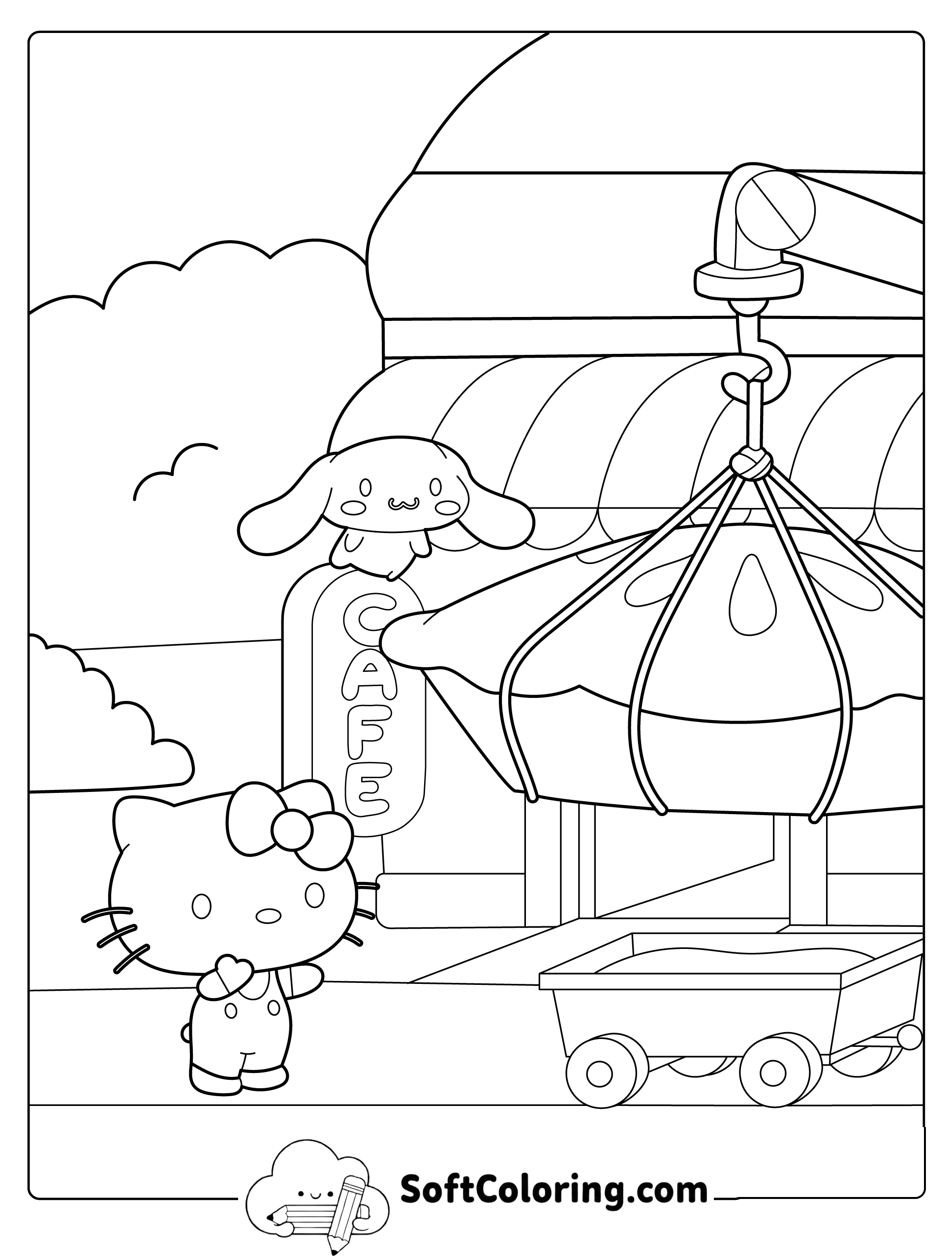 Hello Kitty and Cinnamoroll at the Cafe