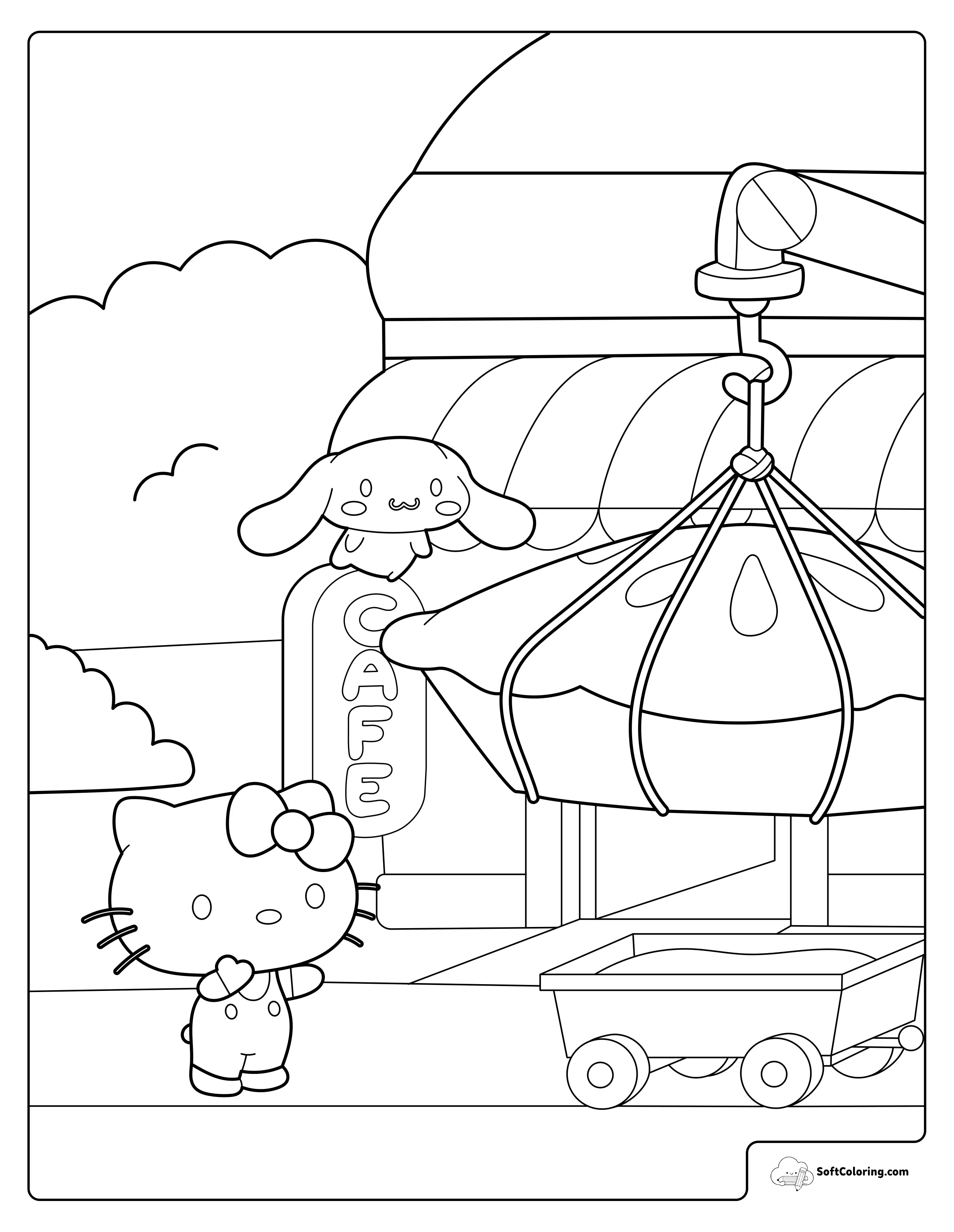 Hello Kitty And Cinnamoroll At The Cafe