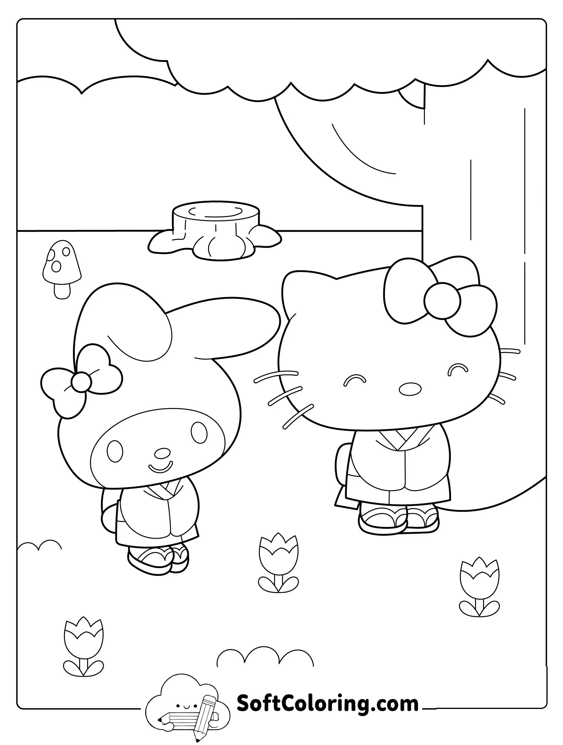 Hello Kitty and My Melody in Kimonos