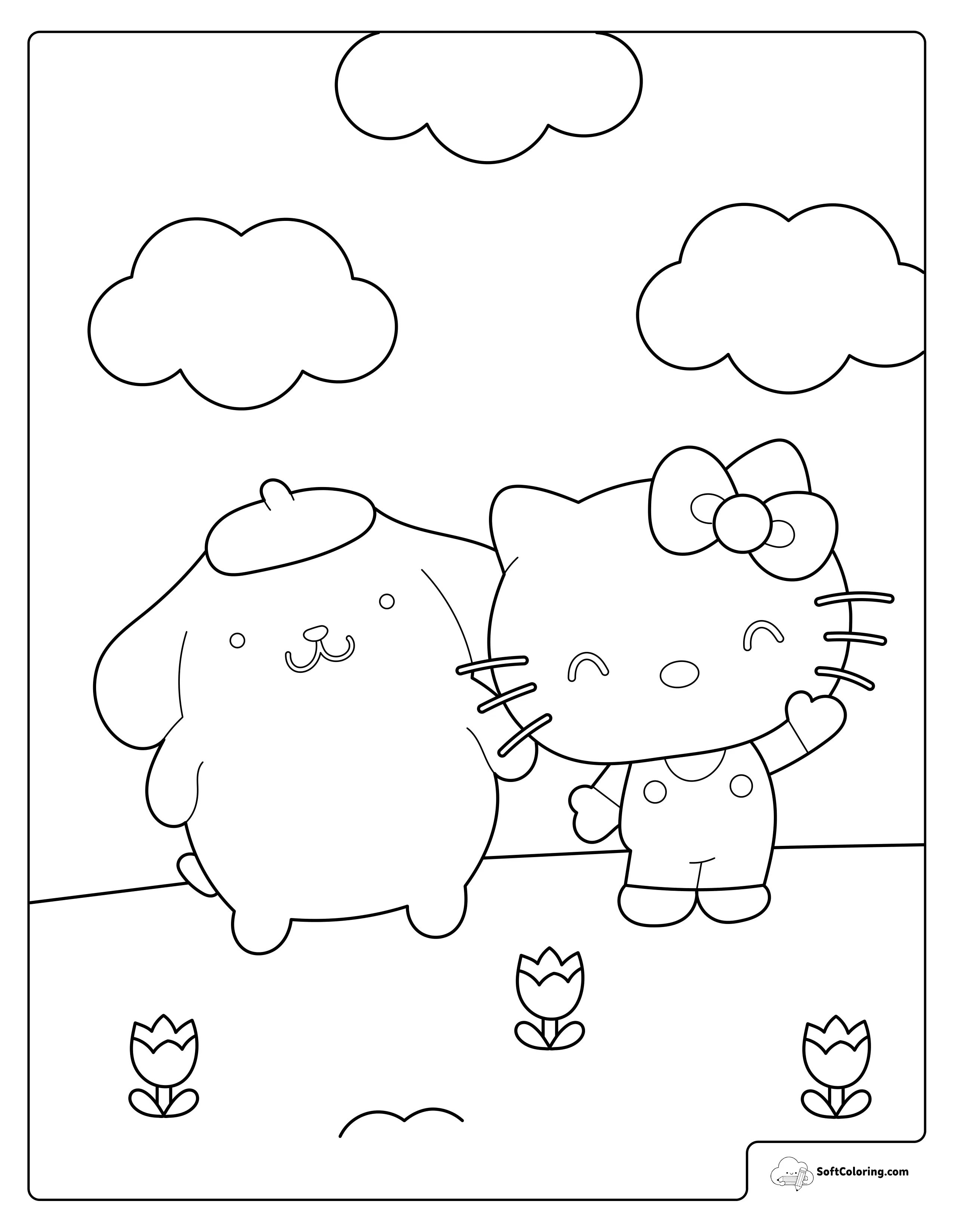 Hello Kitty And Pompompurin On The Hill