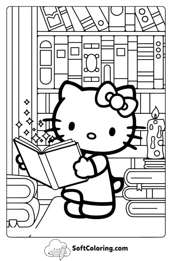 Hello Kitty In A Magical Library