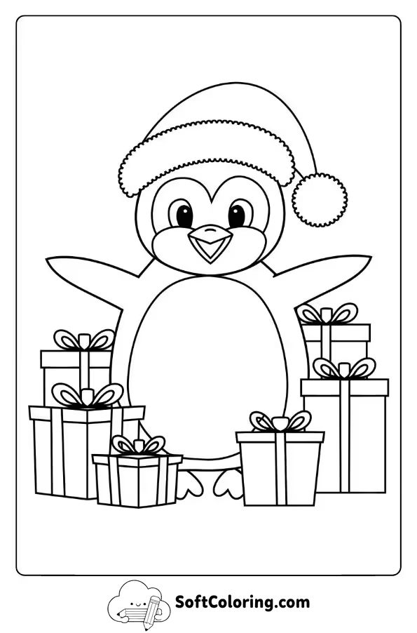 Holiday Penguin with Presents
