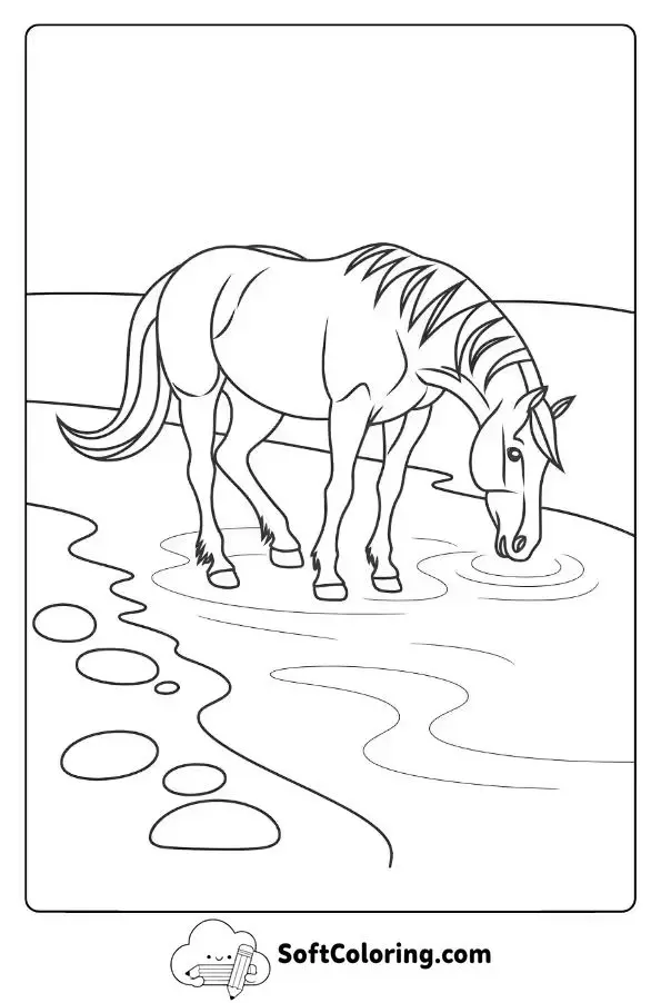 Horse Standing Peacefully By A River