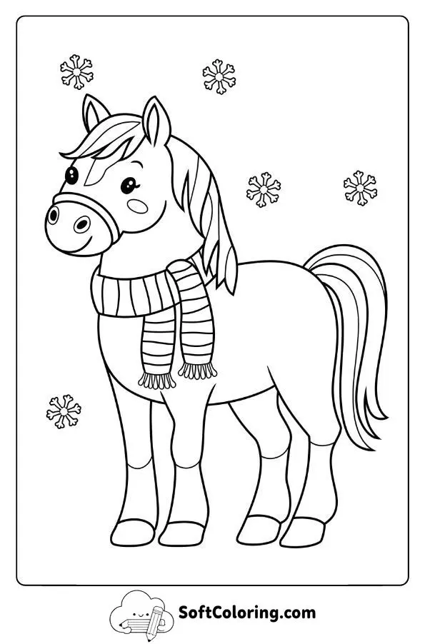 Horse Wearing A Cute Winter Scarf