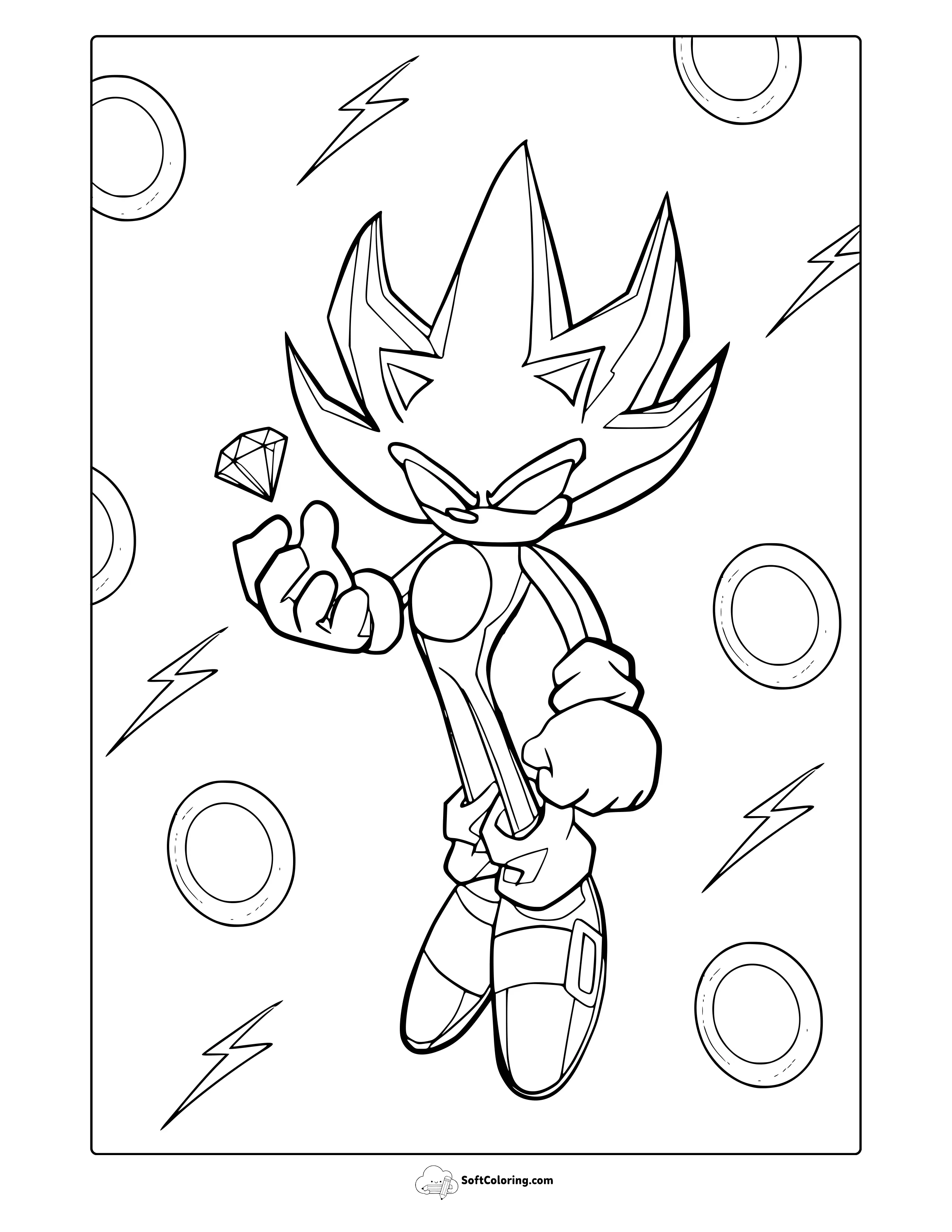 Hyper Sonic Coloring Page