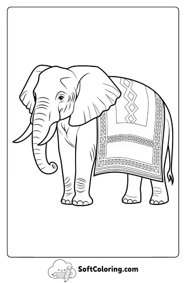 Indian Elephant With Colorful Blanket