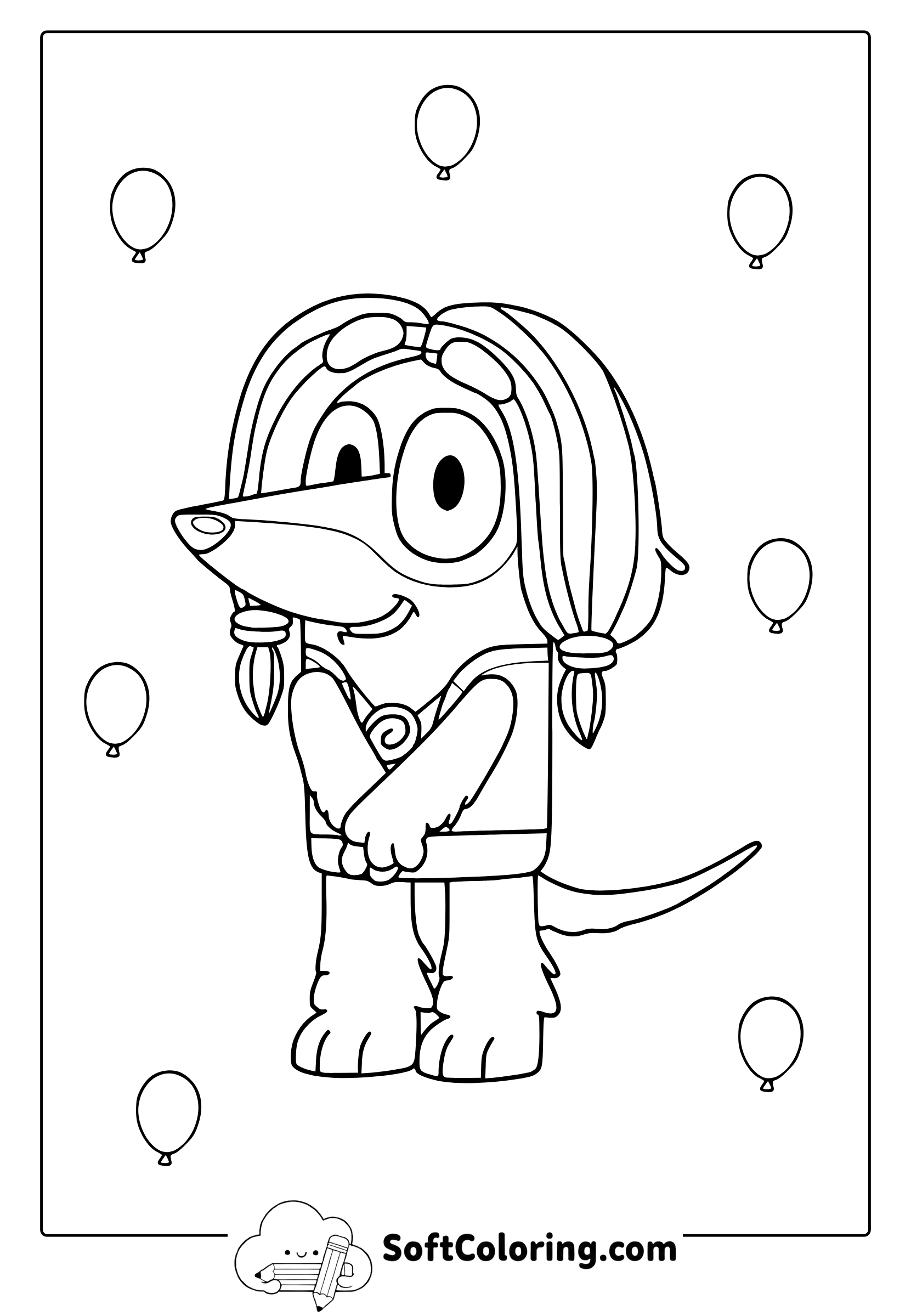 Indy From Bluey Coloring Page