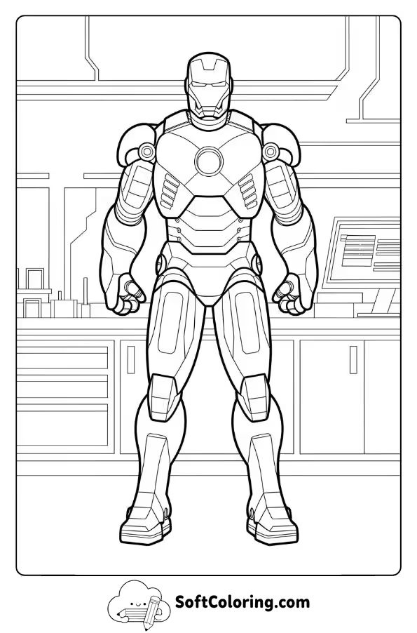 Iron Man in the Stark Industries Engineering Lab
