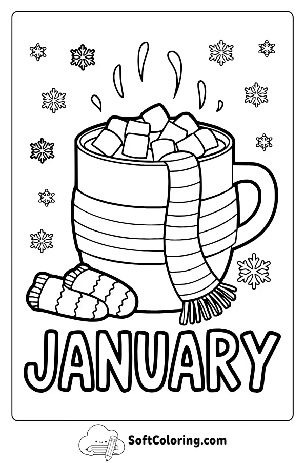 January Hot Cocoa Coloring Pages