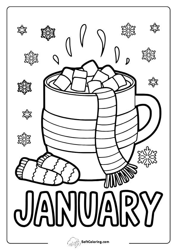 January Hot Cocoa Coloring Pages