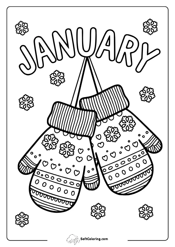 January Mittens Coloring Pages
