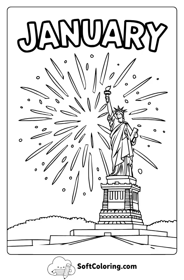January New Year Fireworks Coloring Pages