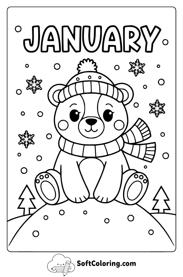 January Polar Bear Coloring Pages