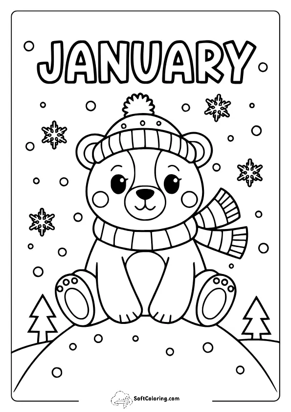 January Polar Bear Coloring Pages