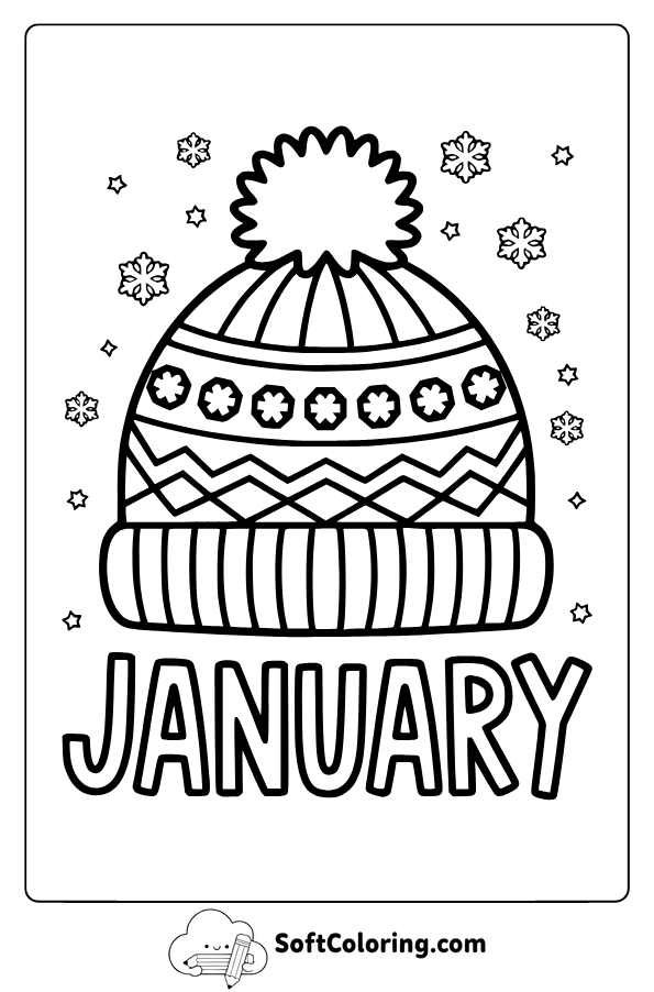 January Winter Hat Coloring Pages