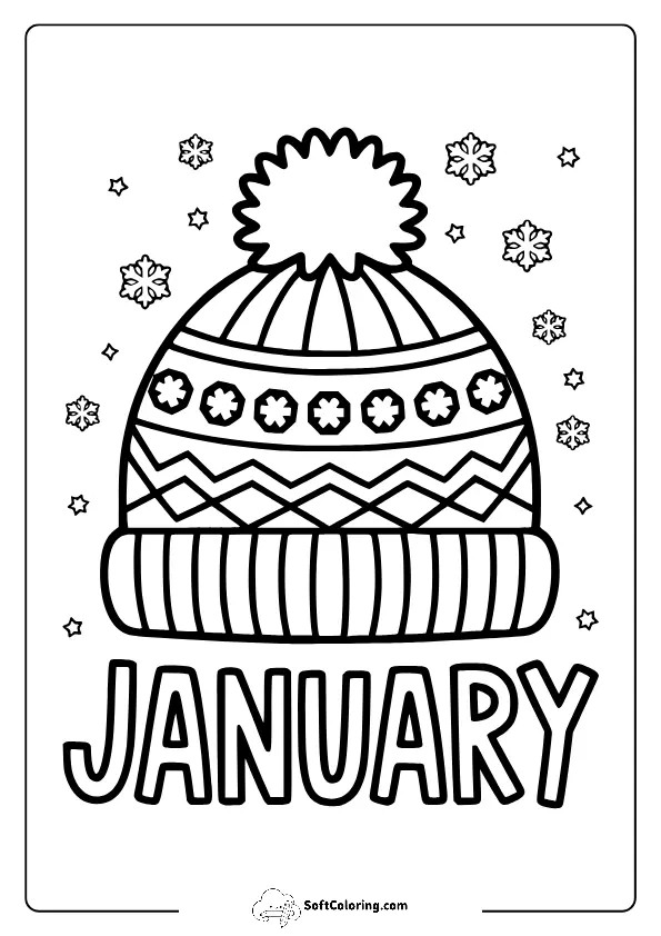 January Winter Hat Coloring Pages