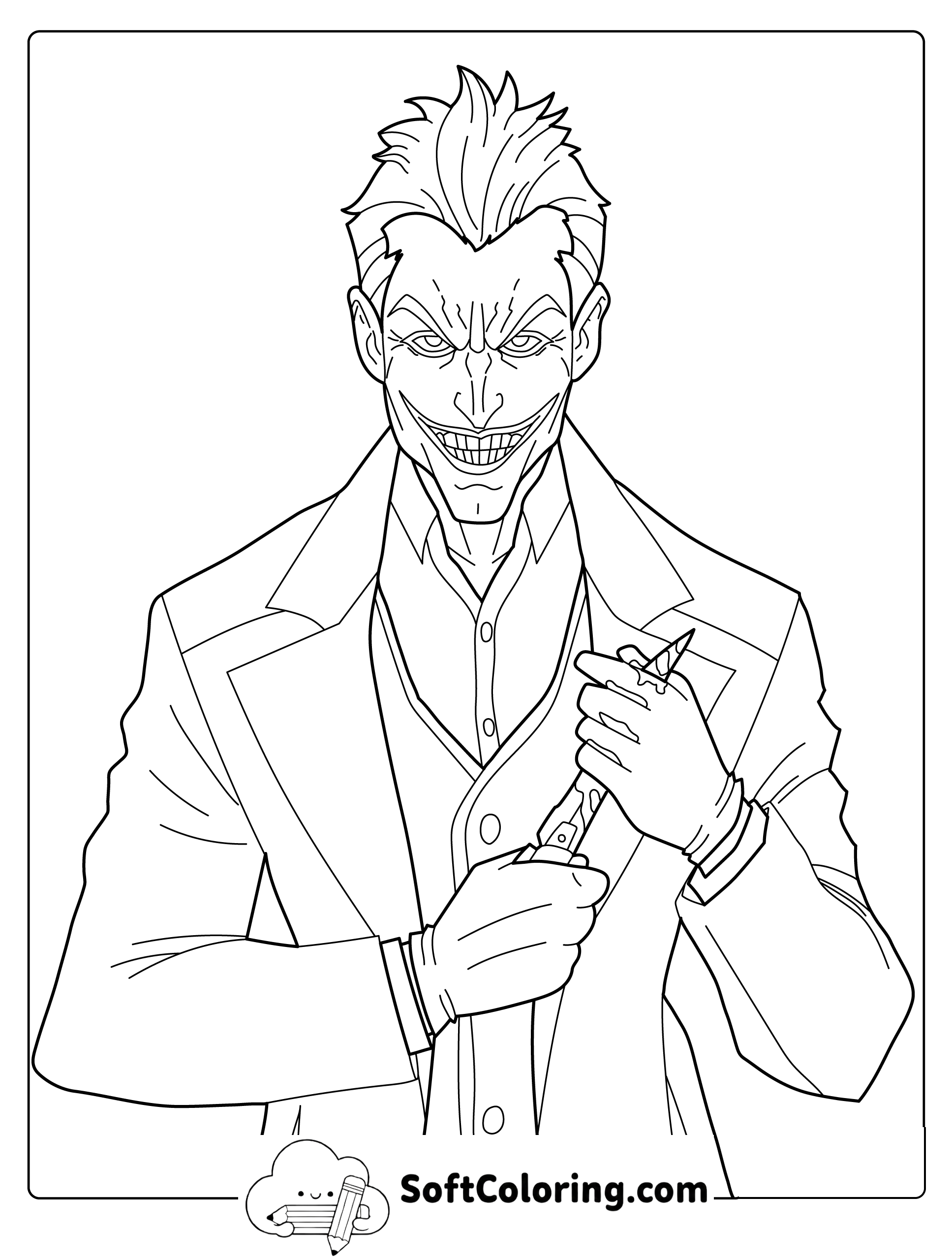 Joker’s Sinister Smile Coloring Page
