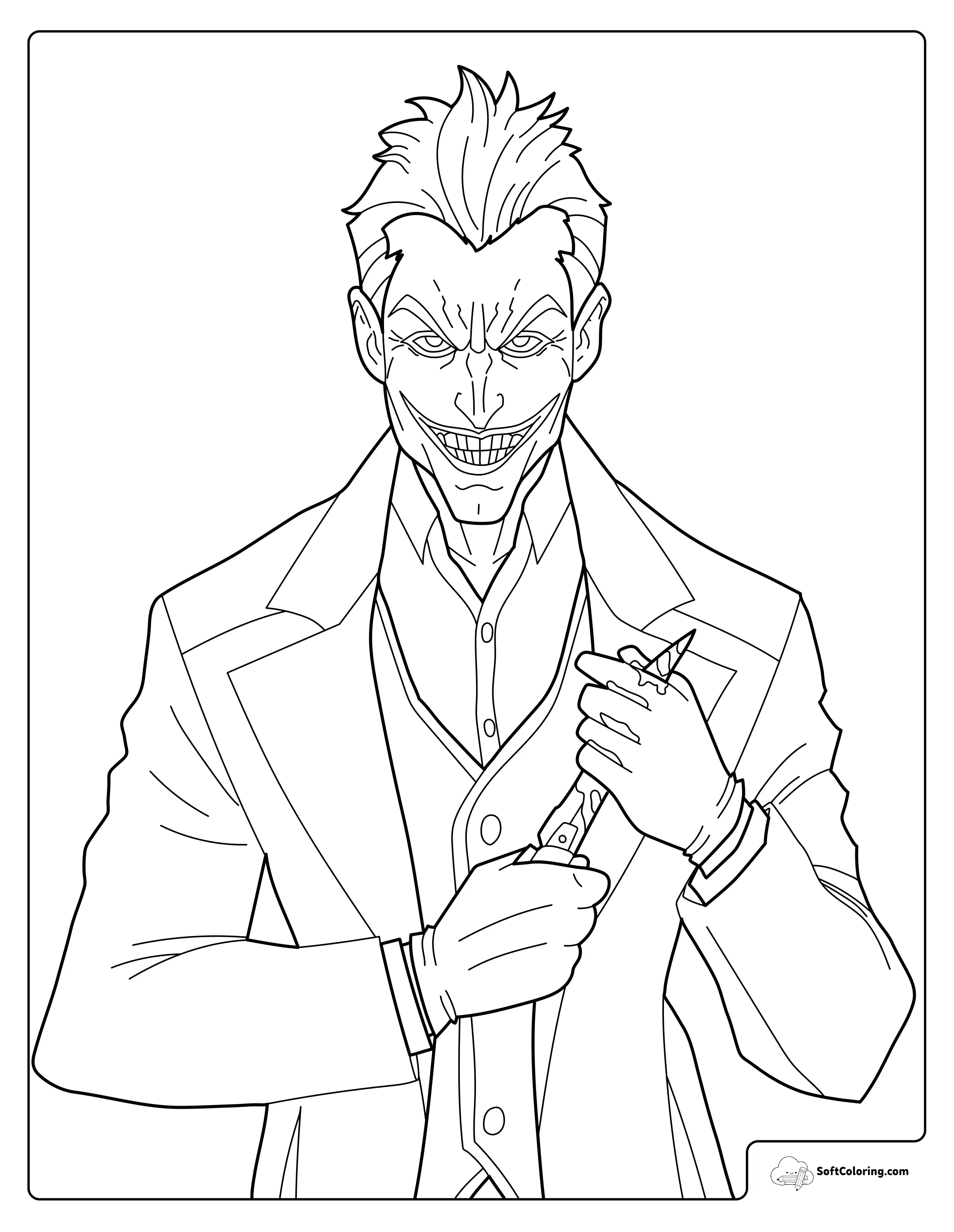 Joker’s Sinister Smile Coloring Page