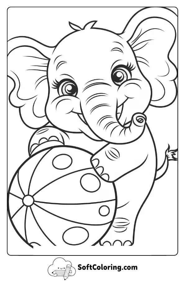 Kawaii Elephant Playing With A Ball