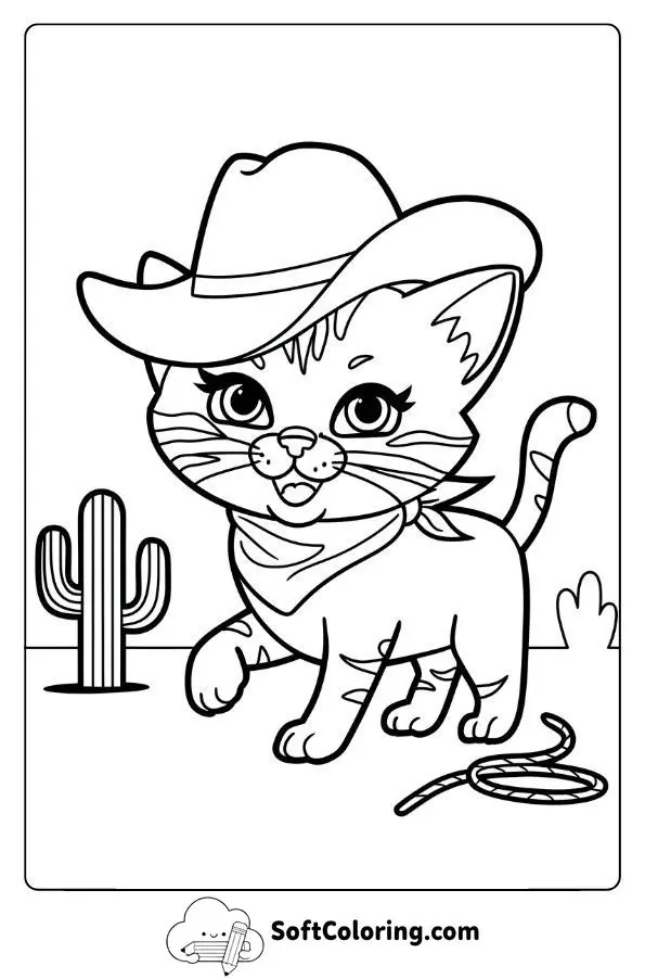 Kitten Dressed As A Cowboy On A Wild Adventure