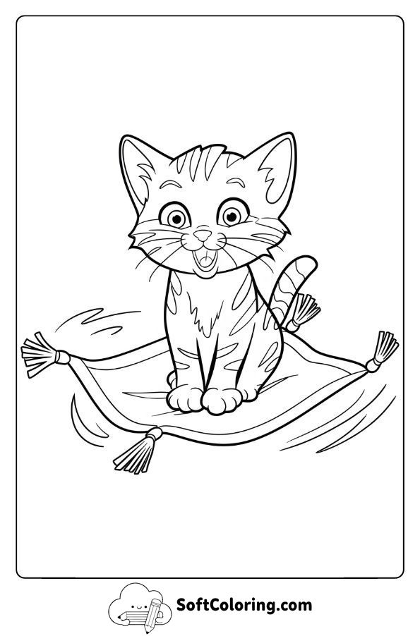 Kitten Riding on a Magic Carpet