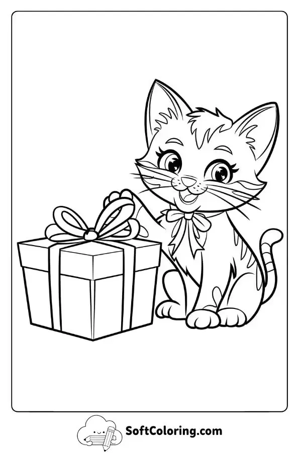 Kitten With A Bow And A Gift For You