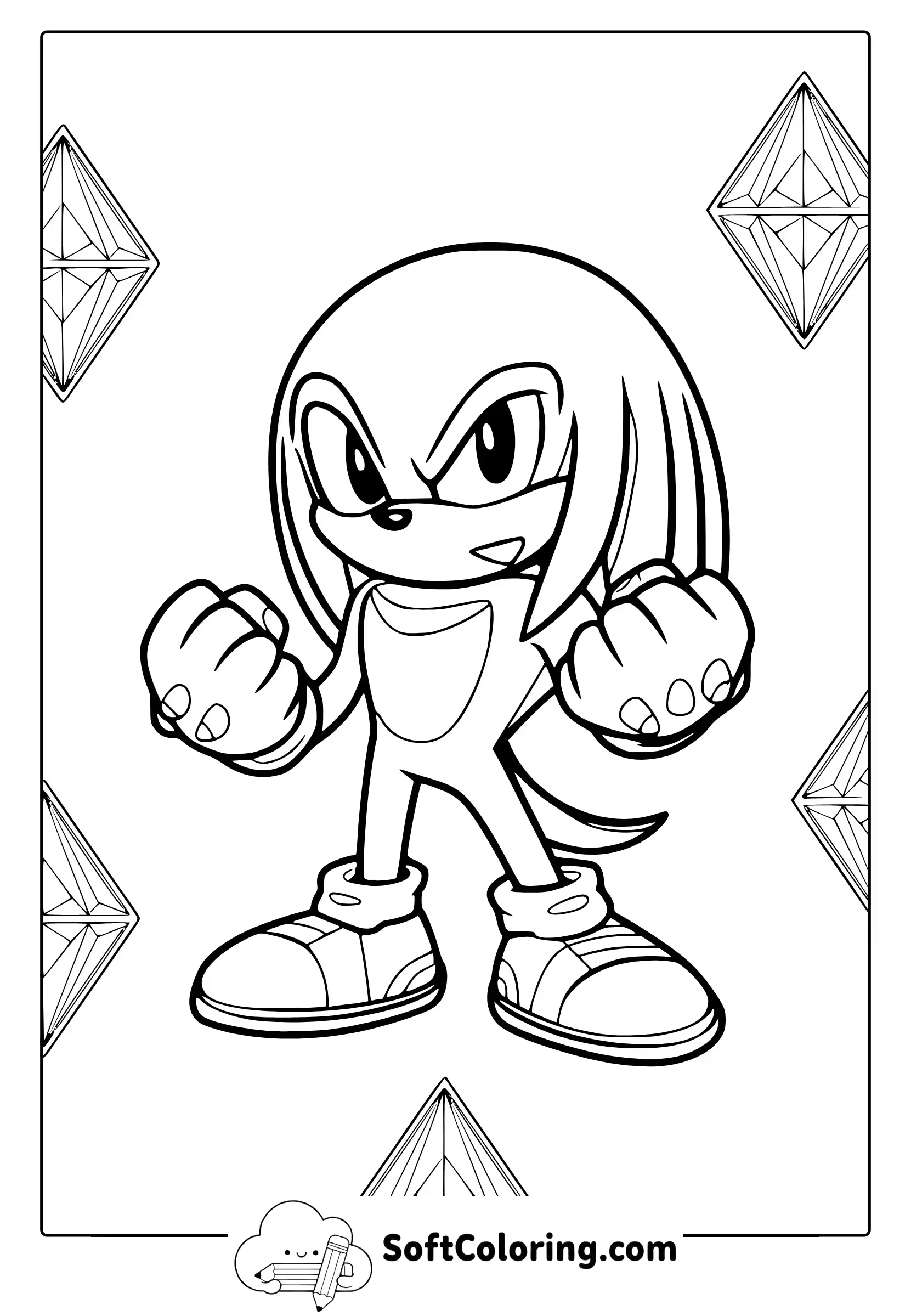 Knuckles From Sonic Coloring Page
