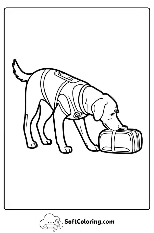 Labrador K-9 Dog Sniffing Luggage