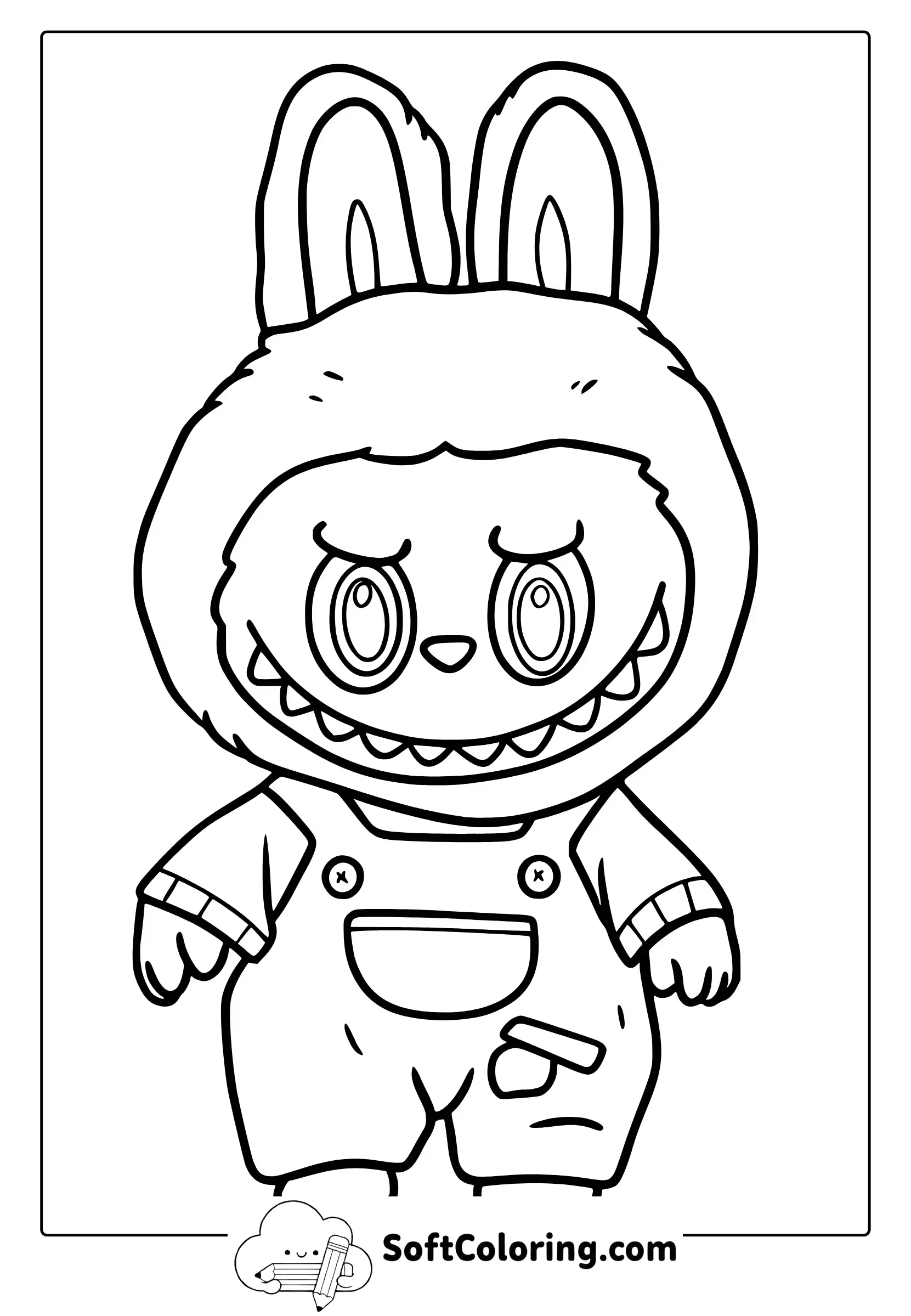 Labubu In Overalls coloring page