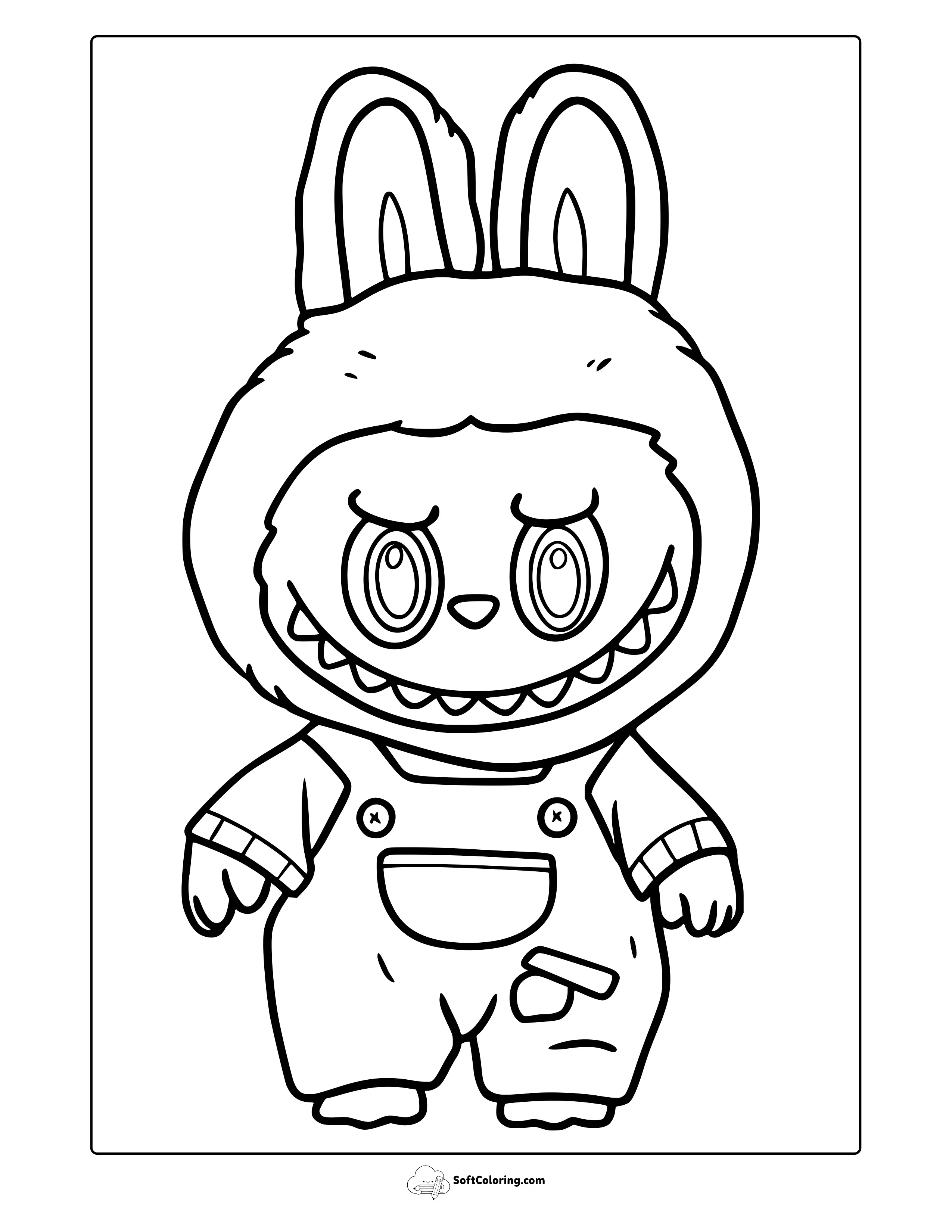 Labubu In Overalls Coloring Page