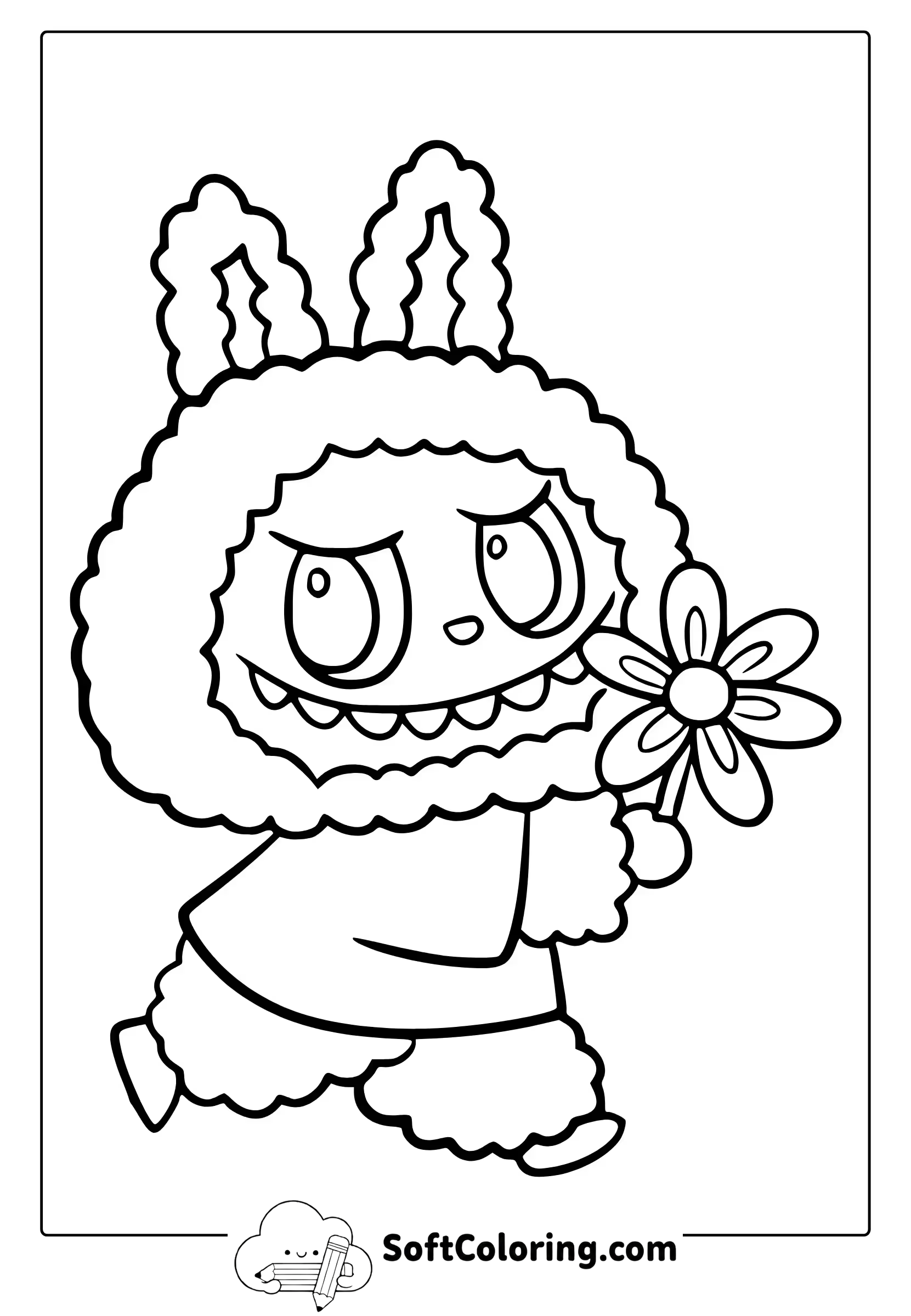 Labubu and flower coloring page