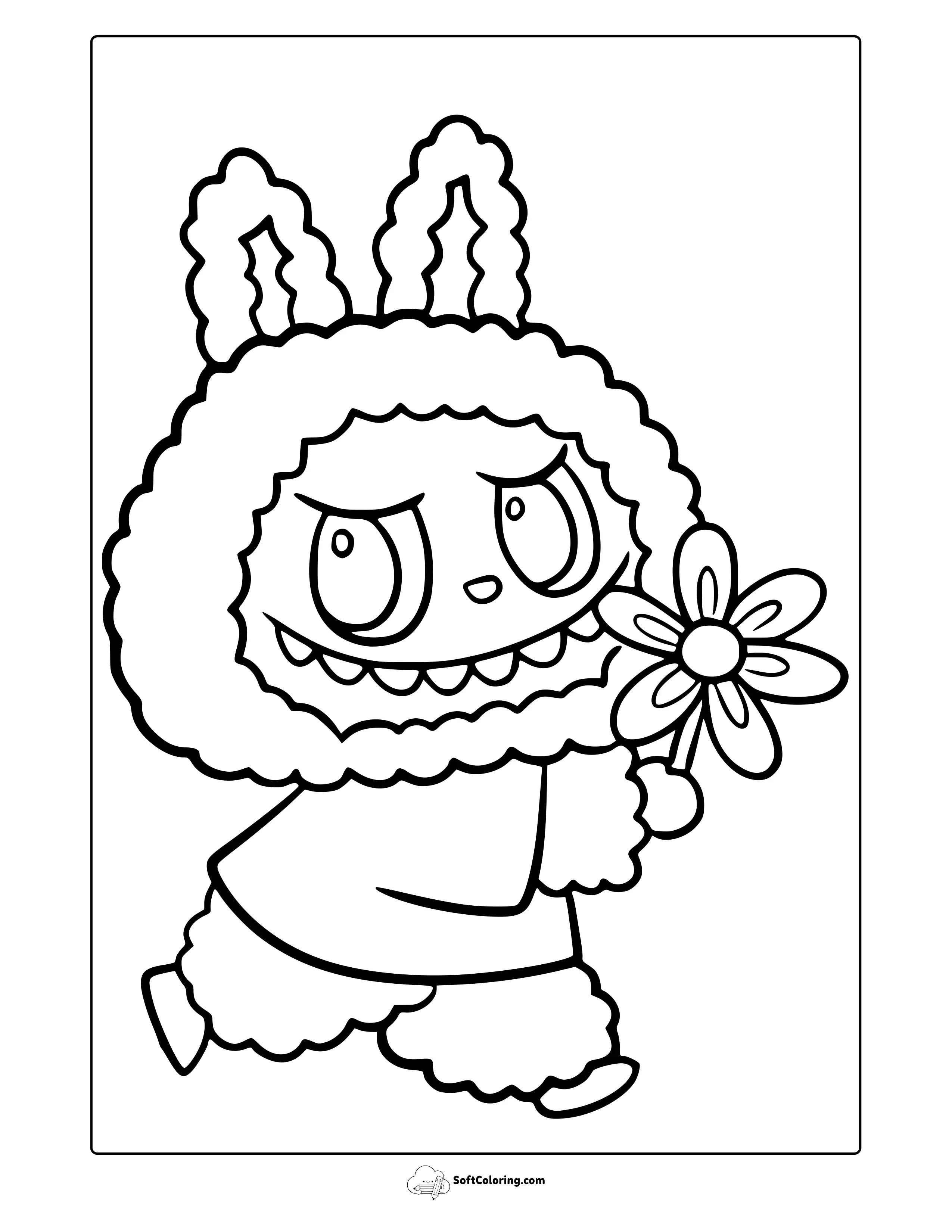Labubu And Flower Coloring Page