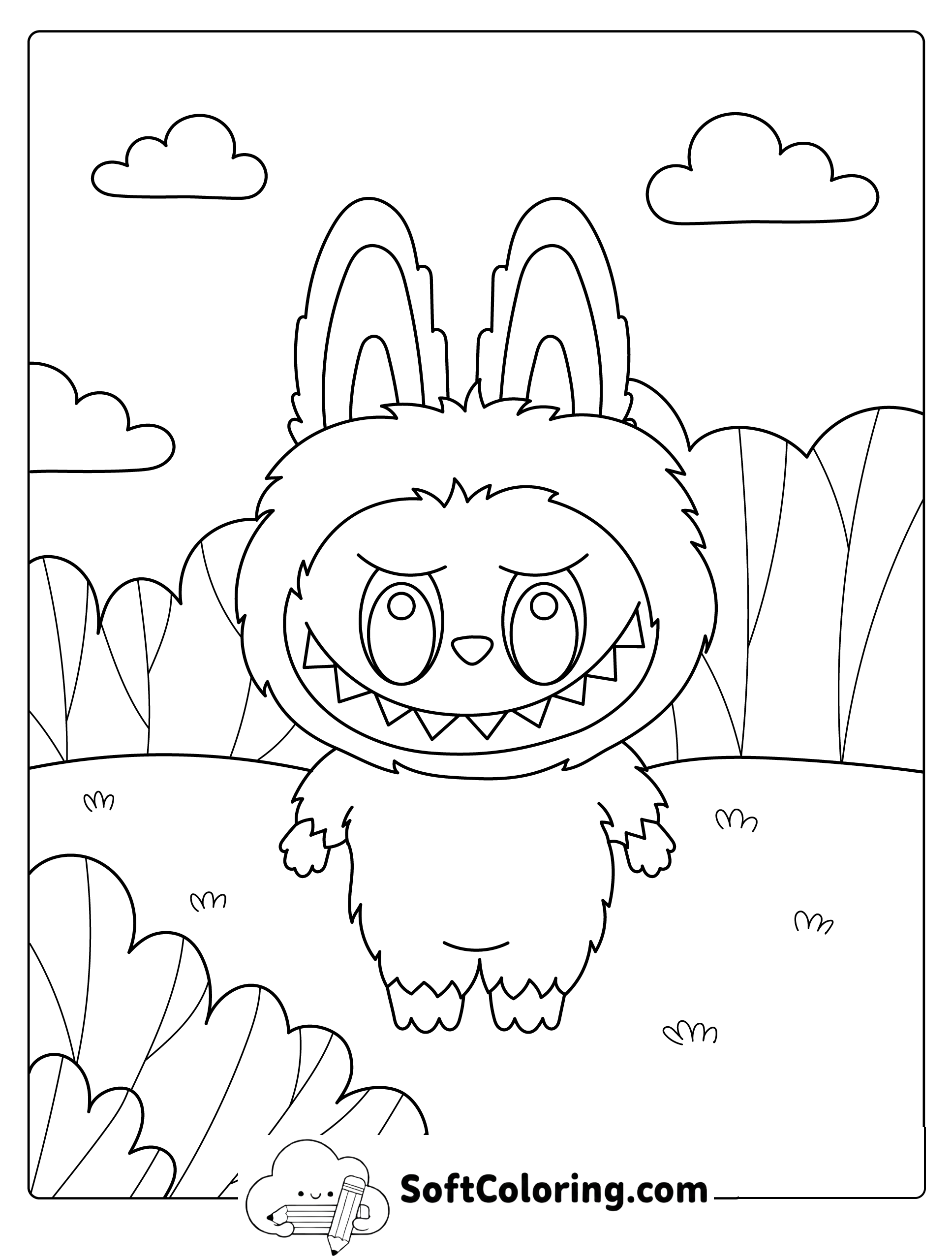 Labubu in the Meadow Coloring Page