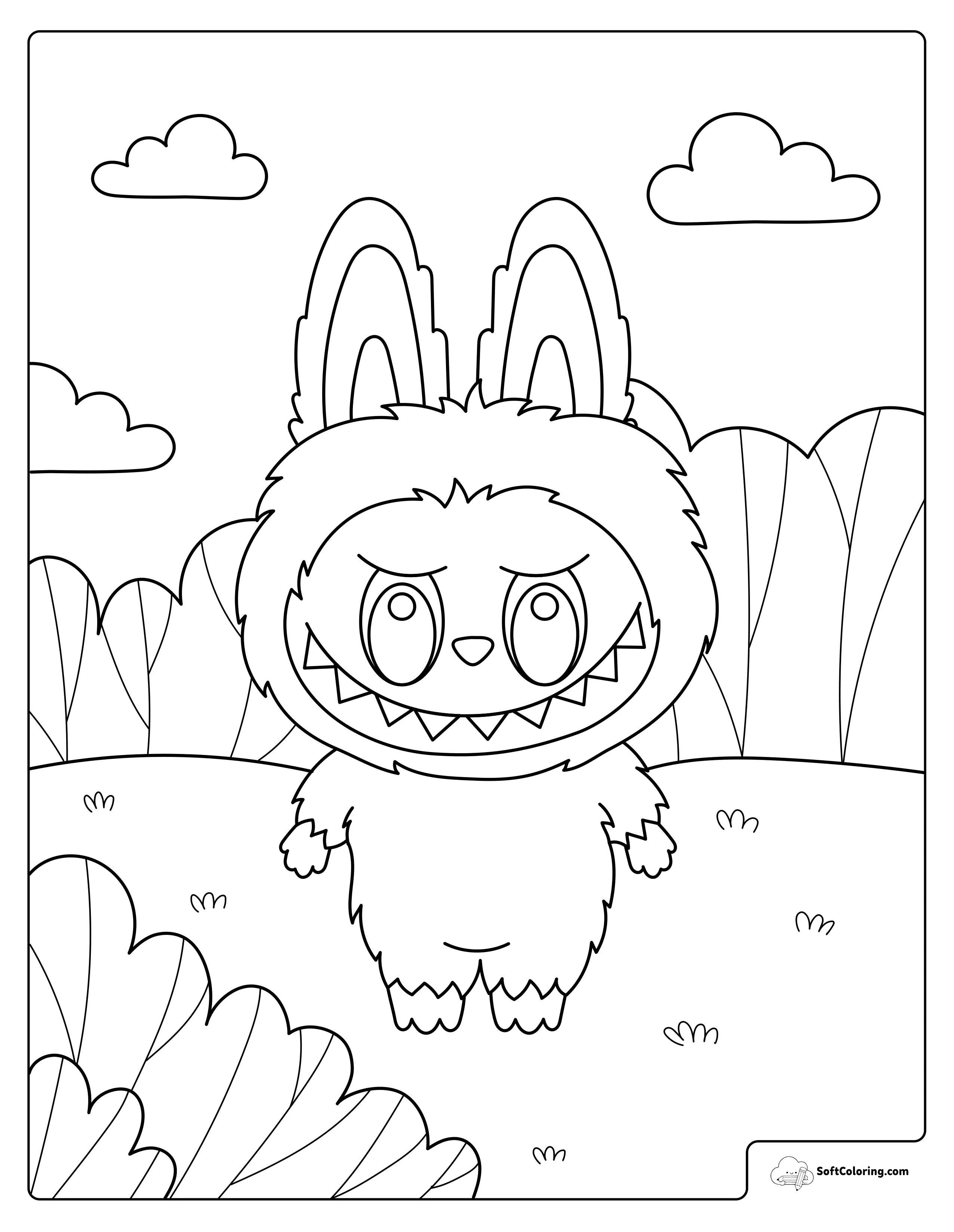Labubu In The Meadow Coloring Page