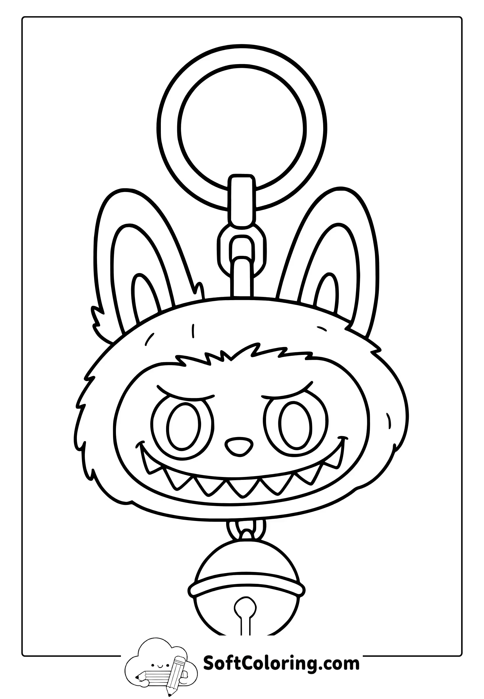 Labubu keychain coloring page