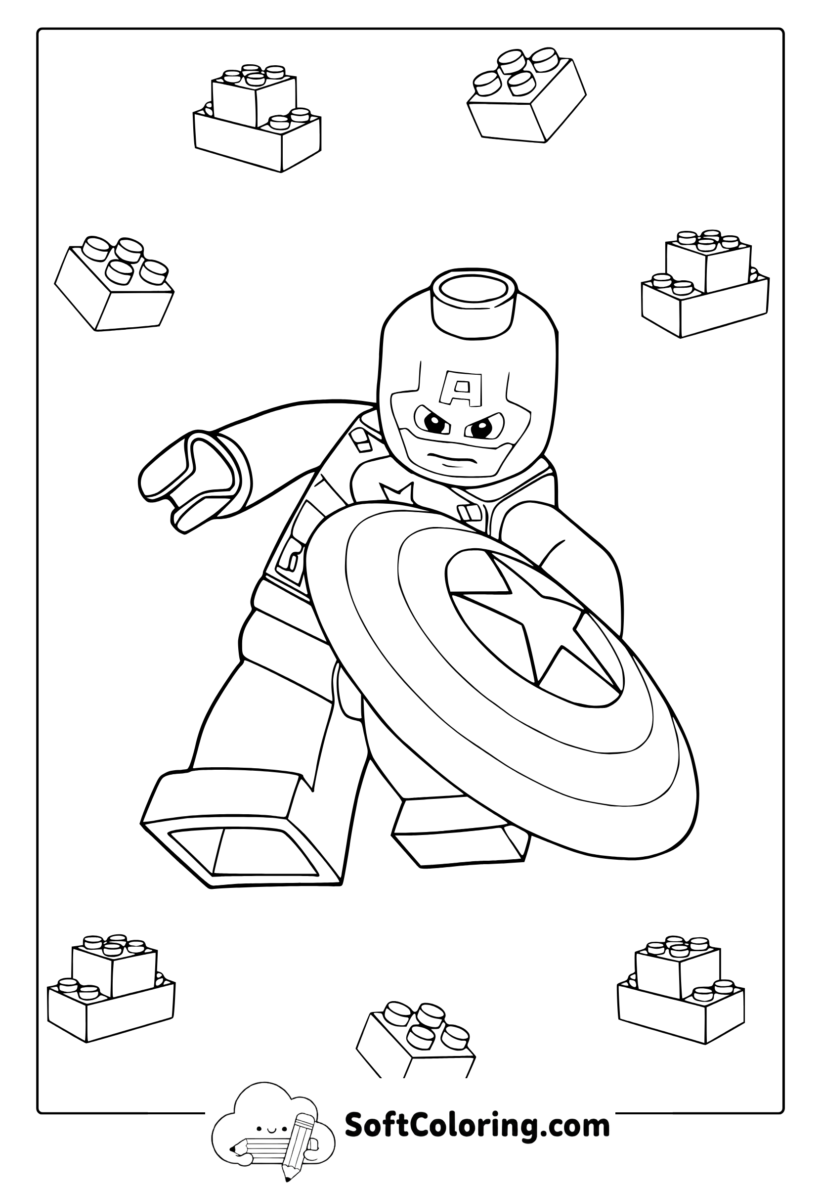 Lego Captain America Coloring Page