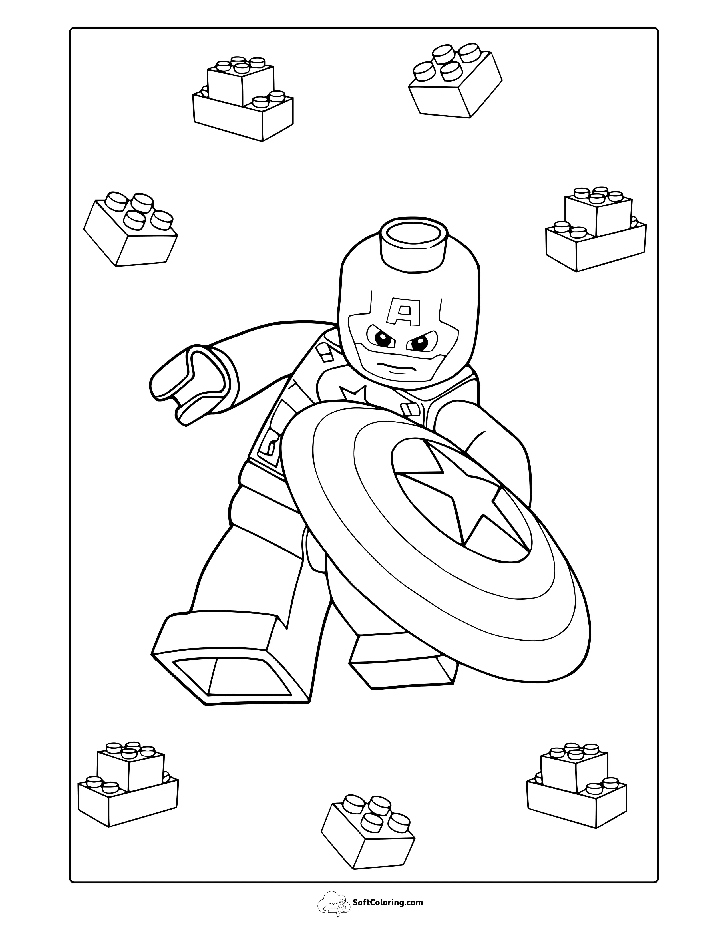 Lego Captain America Coloring Page