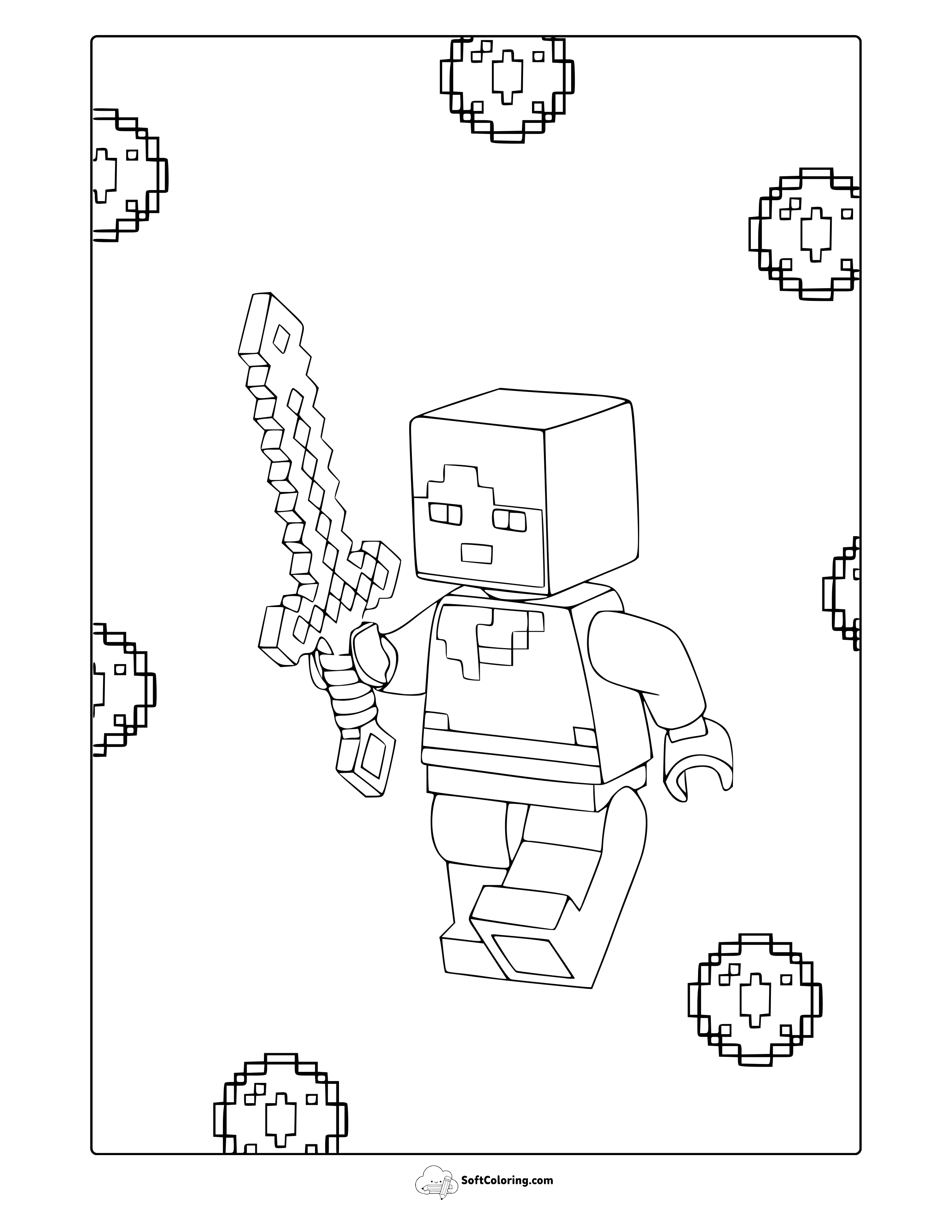 Lego Minecraft Coloring Page
