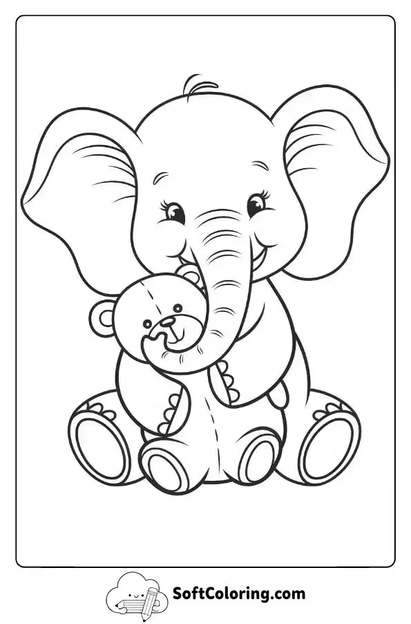 Little Elephant With A Teddy Bear