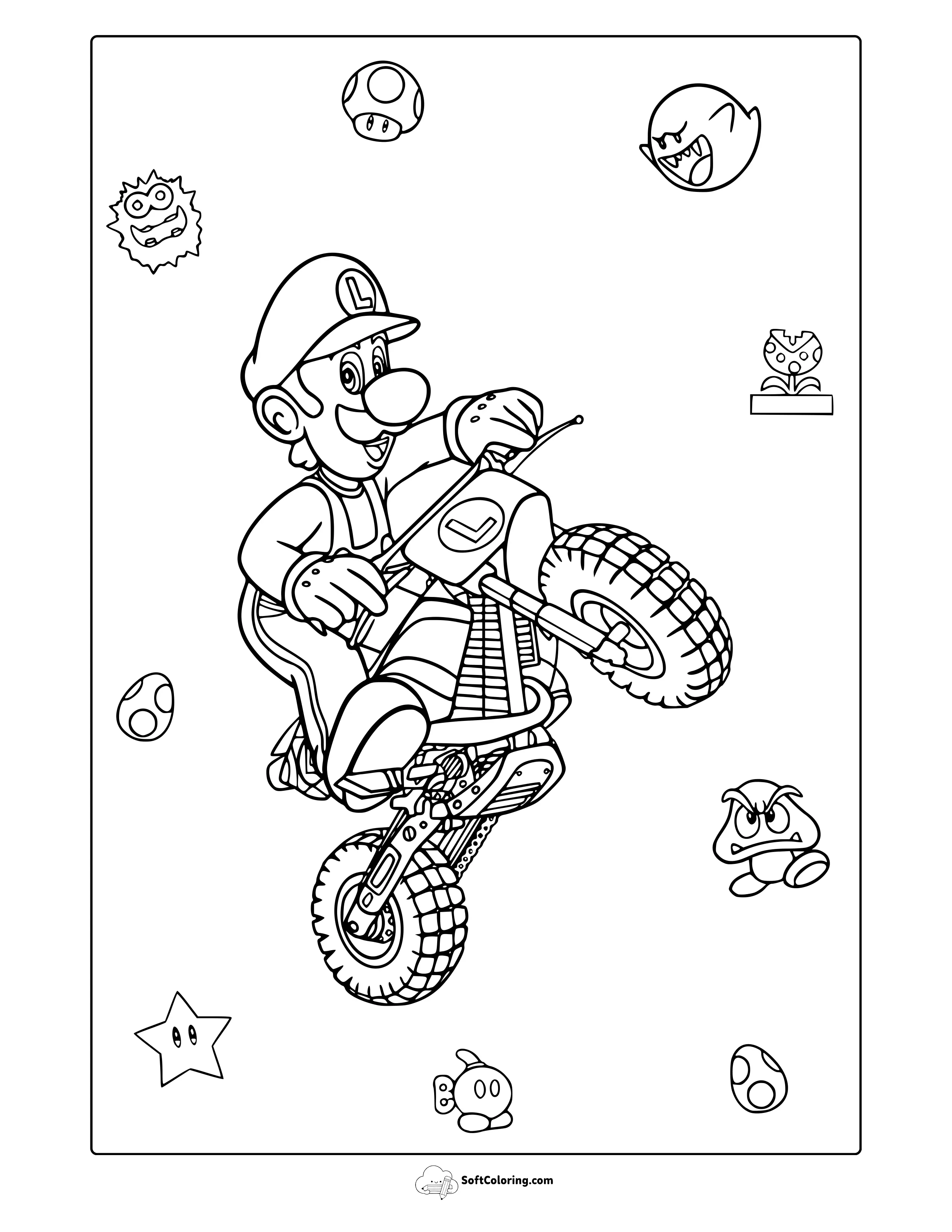 Luigi From Mario Kart Coloring Page