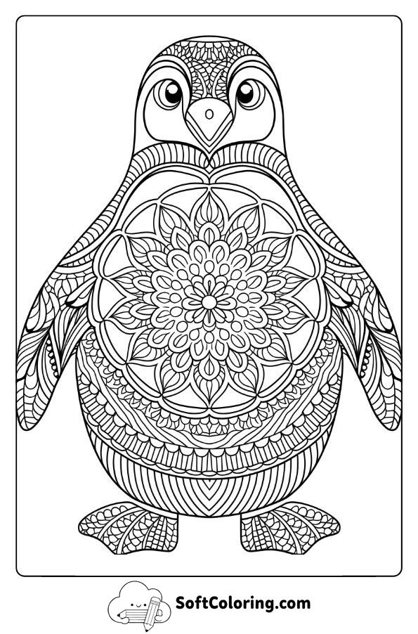 Mandala Penguin with Intricate Patterns