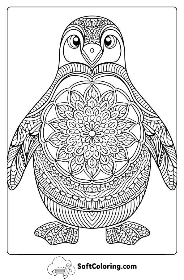 Mandala Penguin With Intricate Patterns