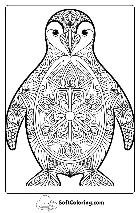 Mandala Penguin With Winter Patterns
