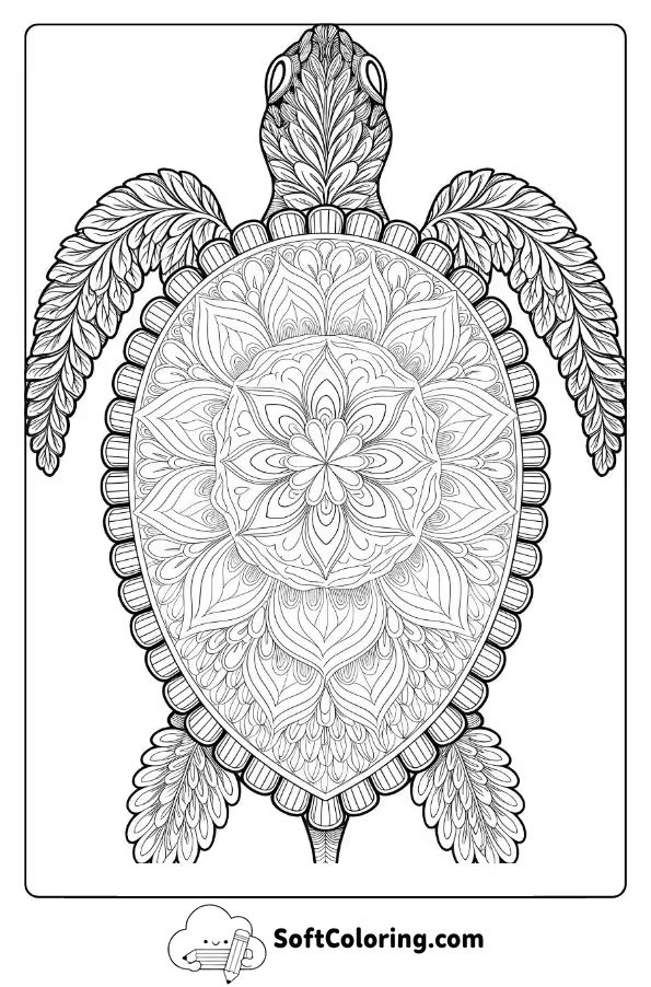 Mandala Sea Turtle with Floral Patterns