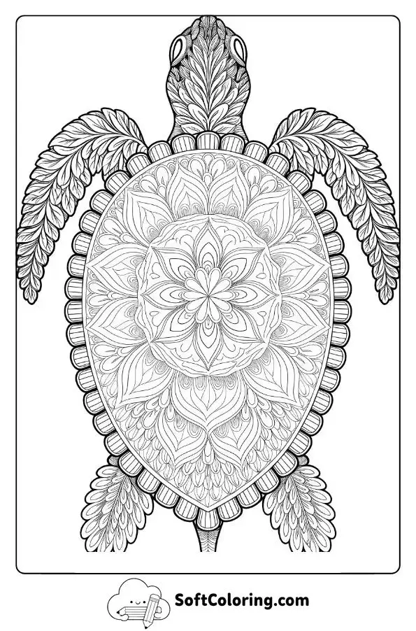 Mandala Sea Turtle With Floral Patterns